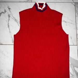 vintage knit Red sleeveless Turtleneck Sweater